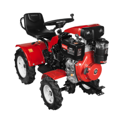 Minitractor motoazada diésel 12HP FTD001 de Punto Equipos, vista lateral.