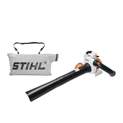 Sopladora Aspiradora STIHL SH 86 en acción limpiando hojas en un jardín